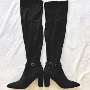 UNISA Unultan Over-The-Knee Black Faux Suede Fabric Boots--8